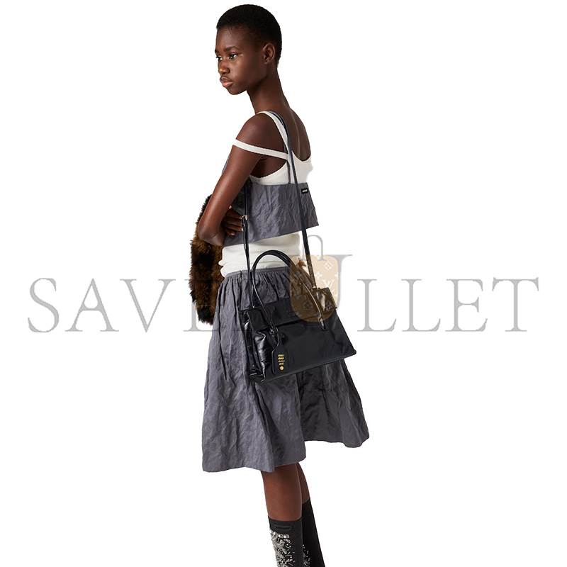 MIU MIU SOLITAIRE SHINY LEATHER BAG 5BA302 (28*19.5*11cm)